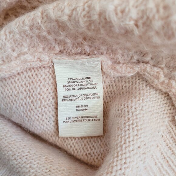 Free People Cardigan Sweater Womens Medium Peachy Pink Angora Blend Sequins - Picture 11 of 11